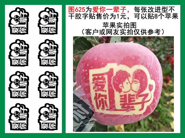 辰时果贴不干胶苹果字贴字样(请按图号选择字样)